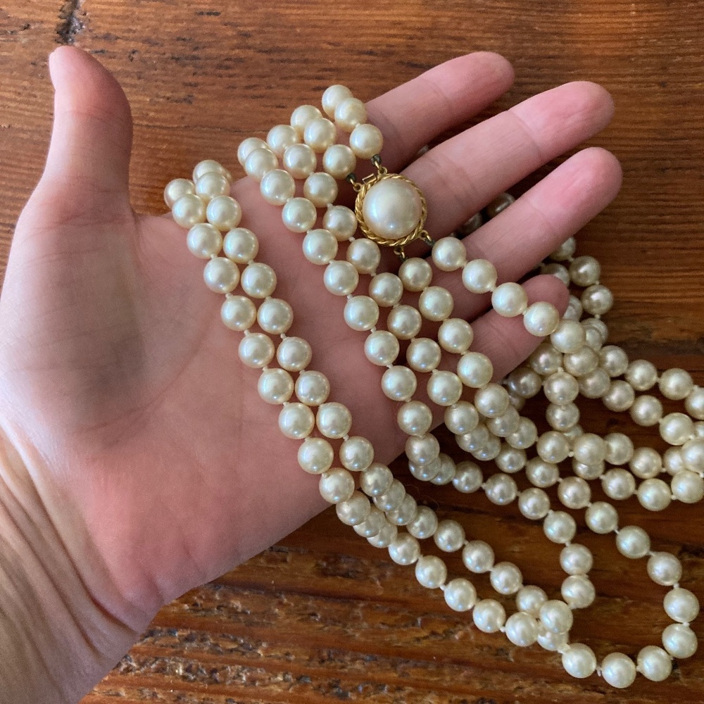 Vintage Marjorica Long Double Strand Faux Pearl Necklace - Picture 9 of 10